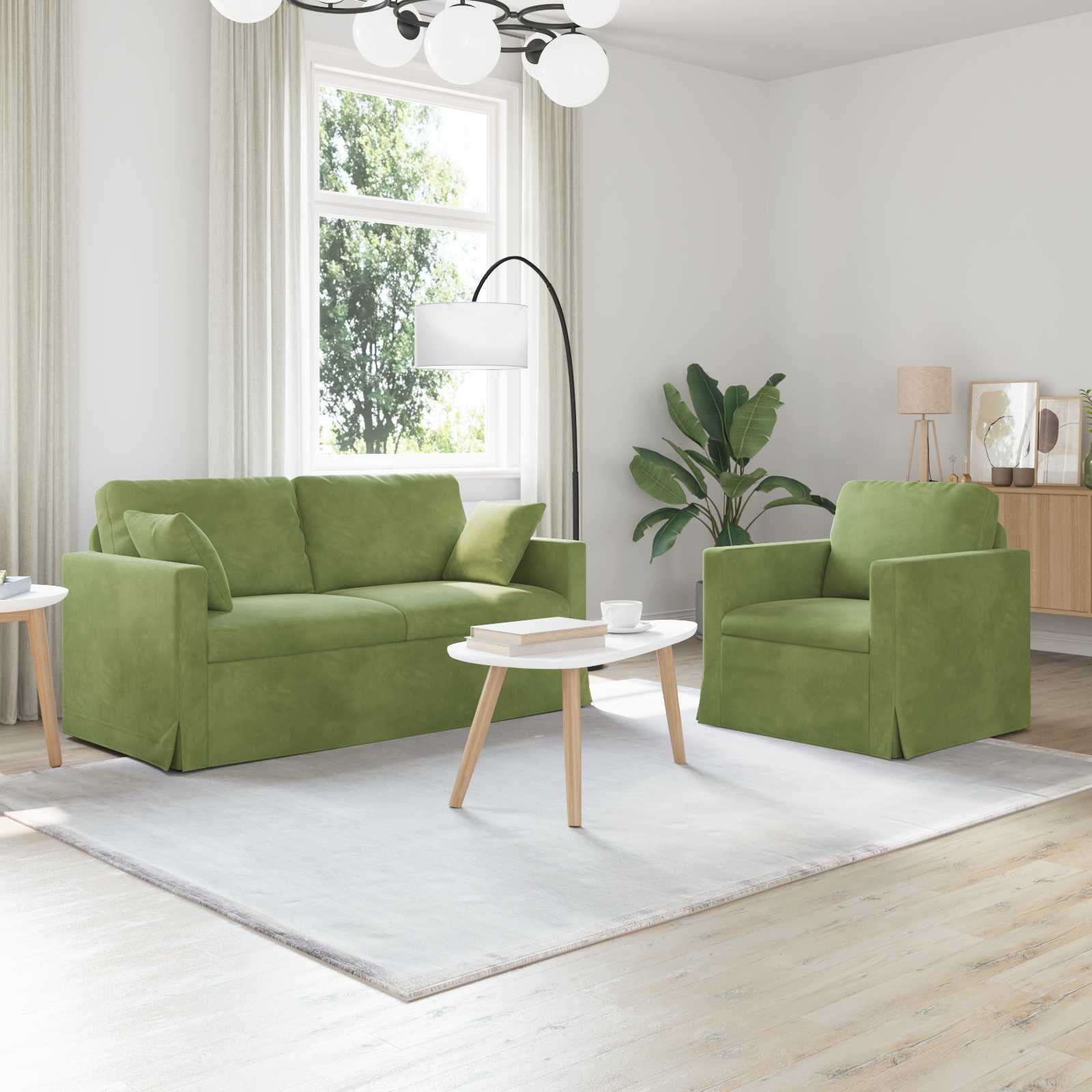 Bankstel 2 pcs Lichtgroen 158 x 78 x 80 cm Fluweel