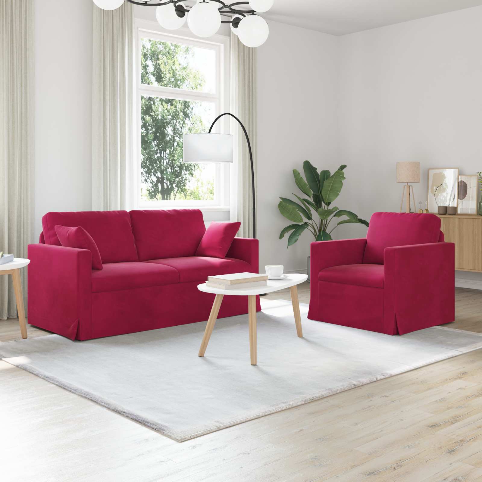 Bankstel 2 pcs Wijnrood 158 x 78 x 80 cm Fluweel