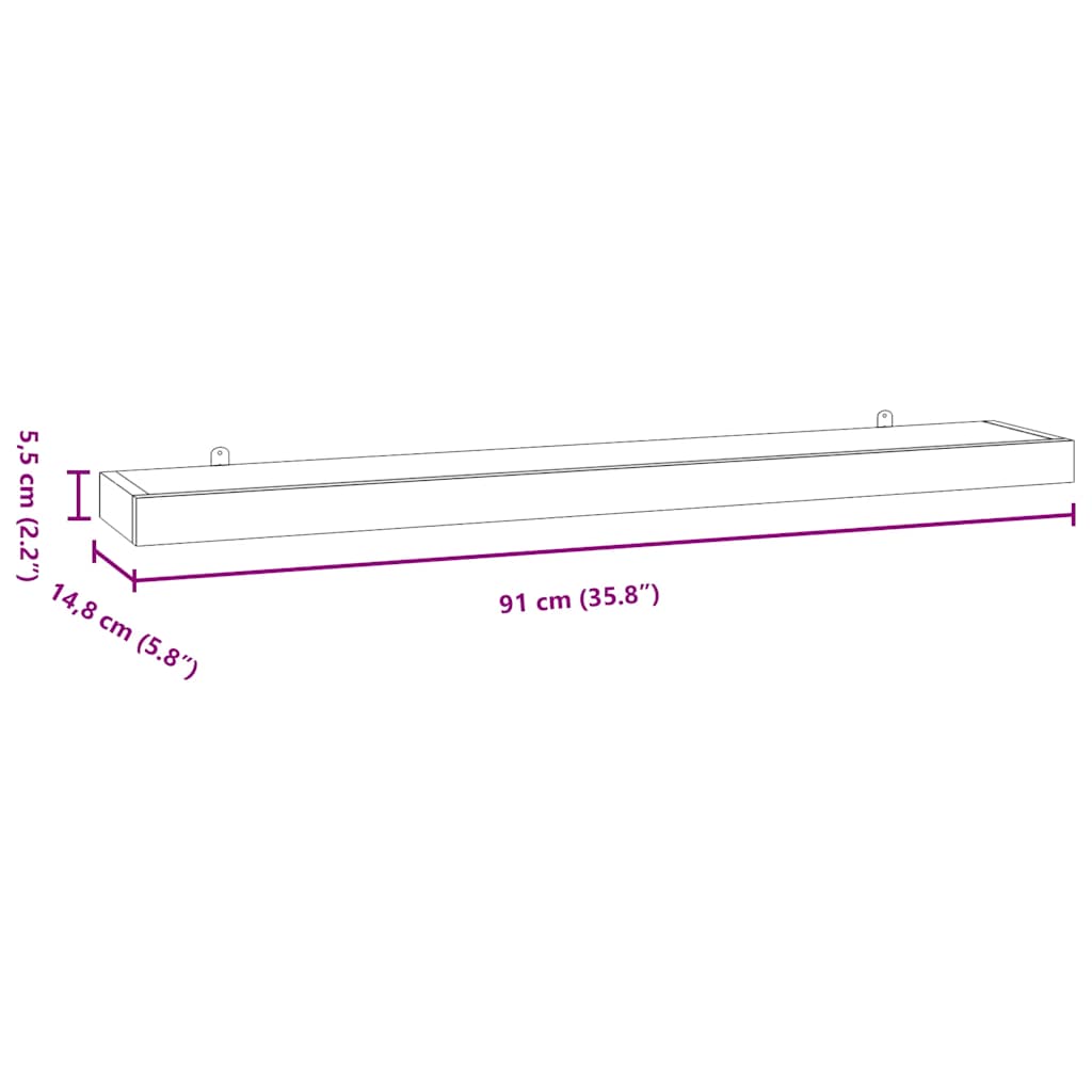 Wandschappen 2 st 90x15x4 cm massief teakhout – afbeelding 9