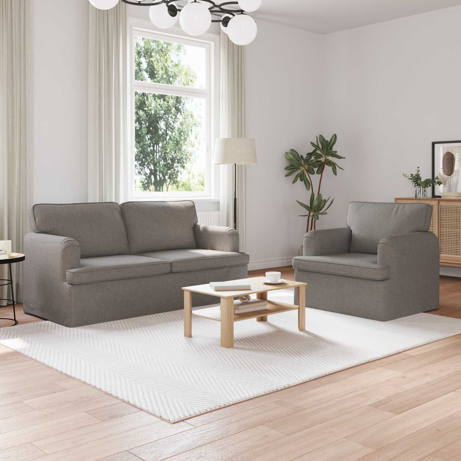 Bankstel 2 pcs Taupe 162 x 80 x 85 cm Stof