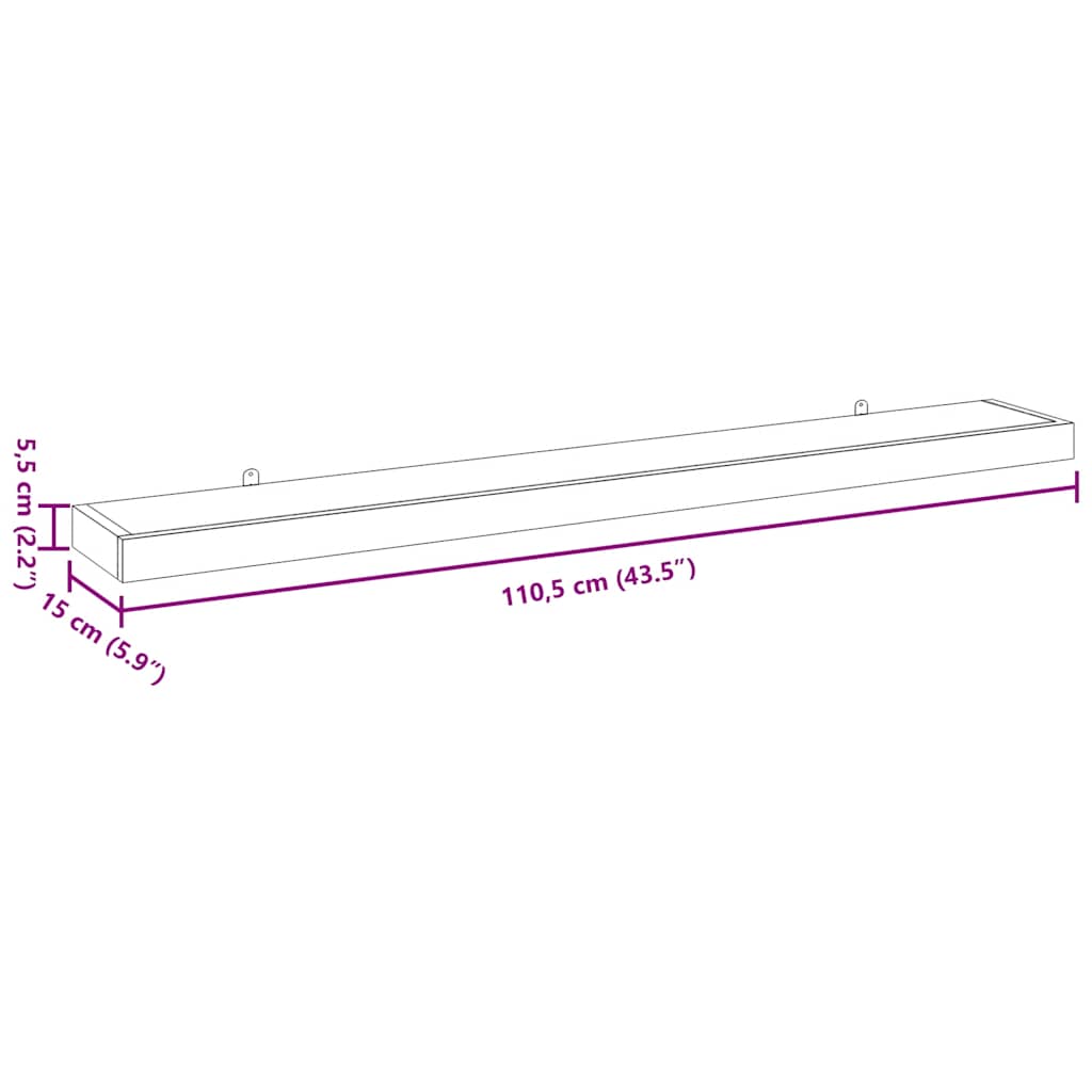 Wandschappen 2 st 110x15x4 cm massief teakhout – afbeelding 9
