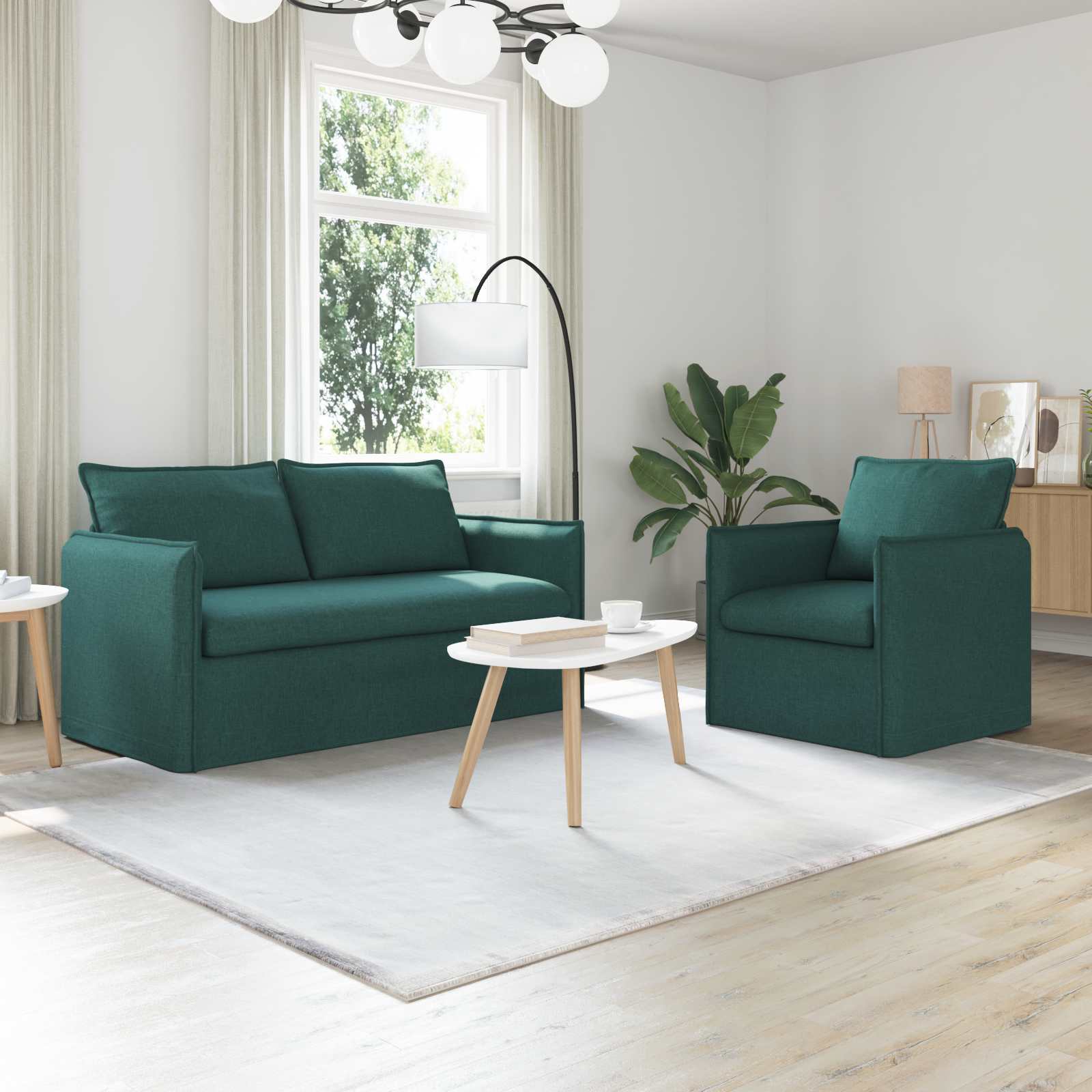 Bankstel 2 pcs Donkergroen 156 x 82 x 85 cm Stof