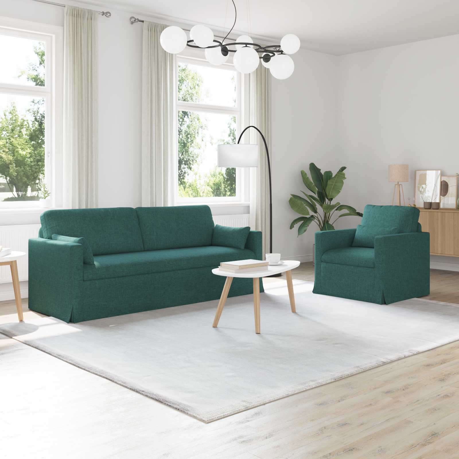 Bankstel 2 pcs Donkergroen 198 x 78 x 80 cm Stof