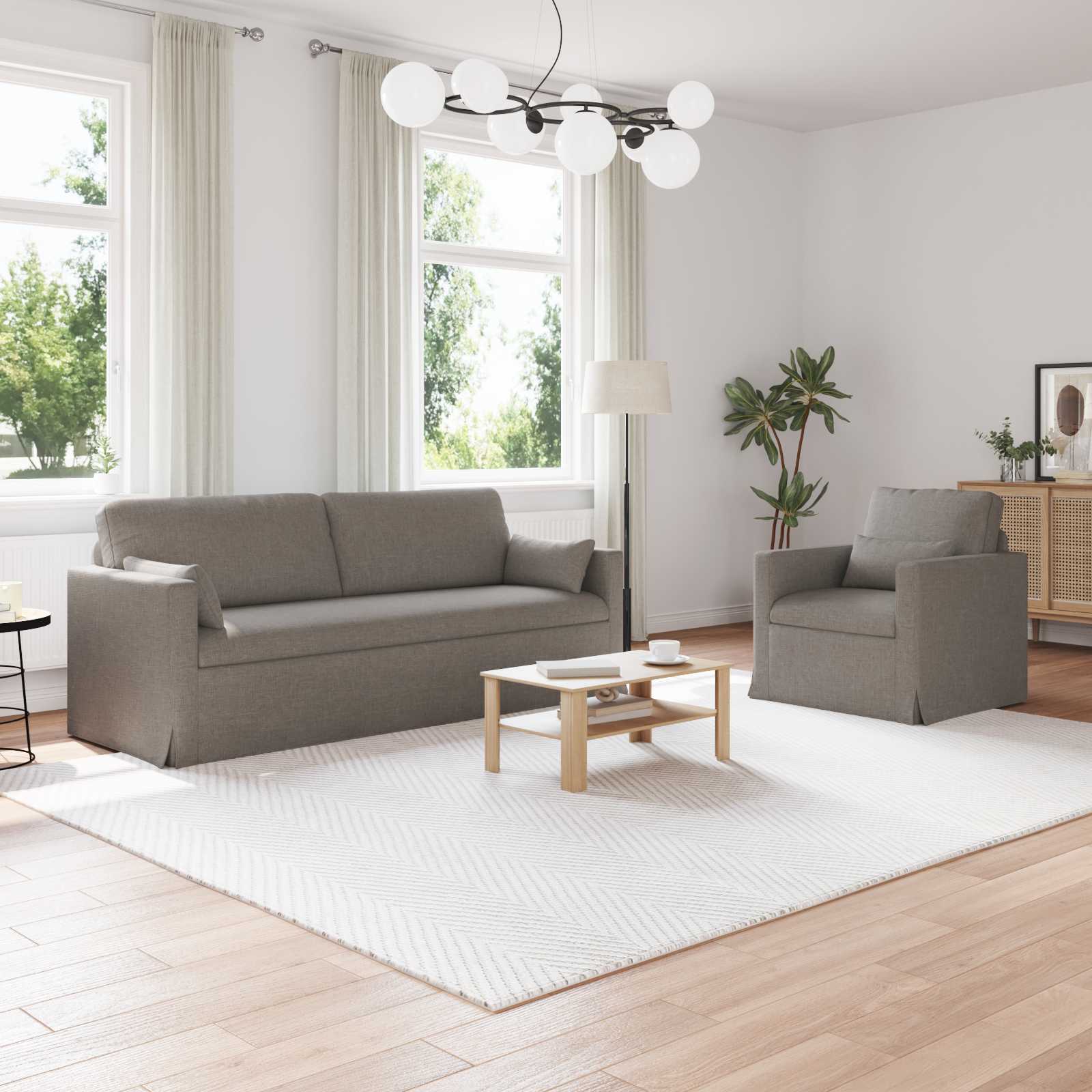 Bankstel 2 pcs Taupe 198 x 78 x 80 cm Stof