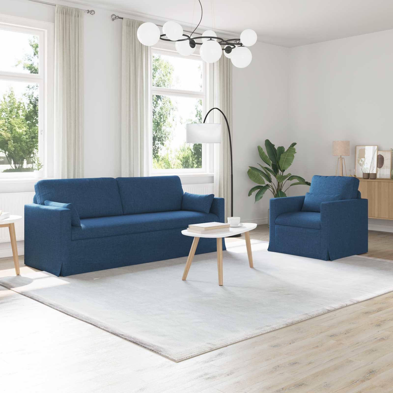 Bankstel 2 pcs Blauw 198 x 78 x 80 cm Stof