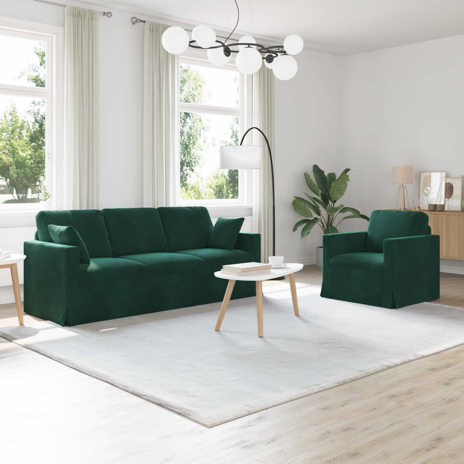 Bankstel 2 pcs Donkergroen 198 x 78 x 80 cm Fluweel