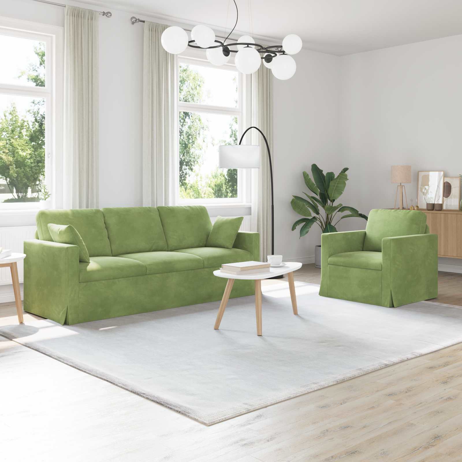 Bankstel 2 pcs Lichtgroen 198 x 78 x 80 cm Fluweel