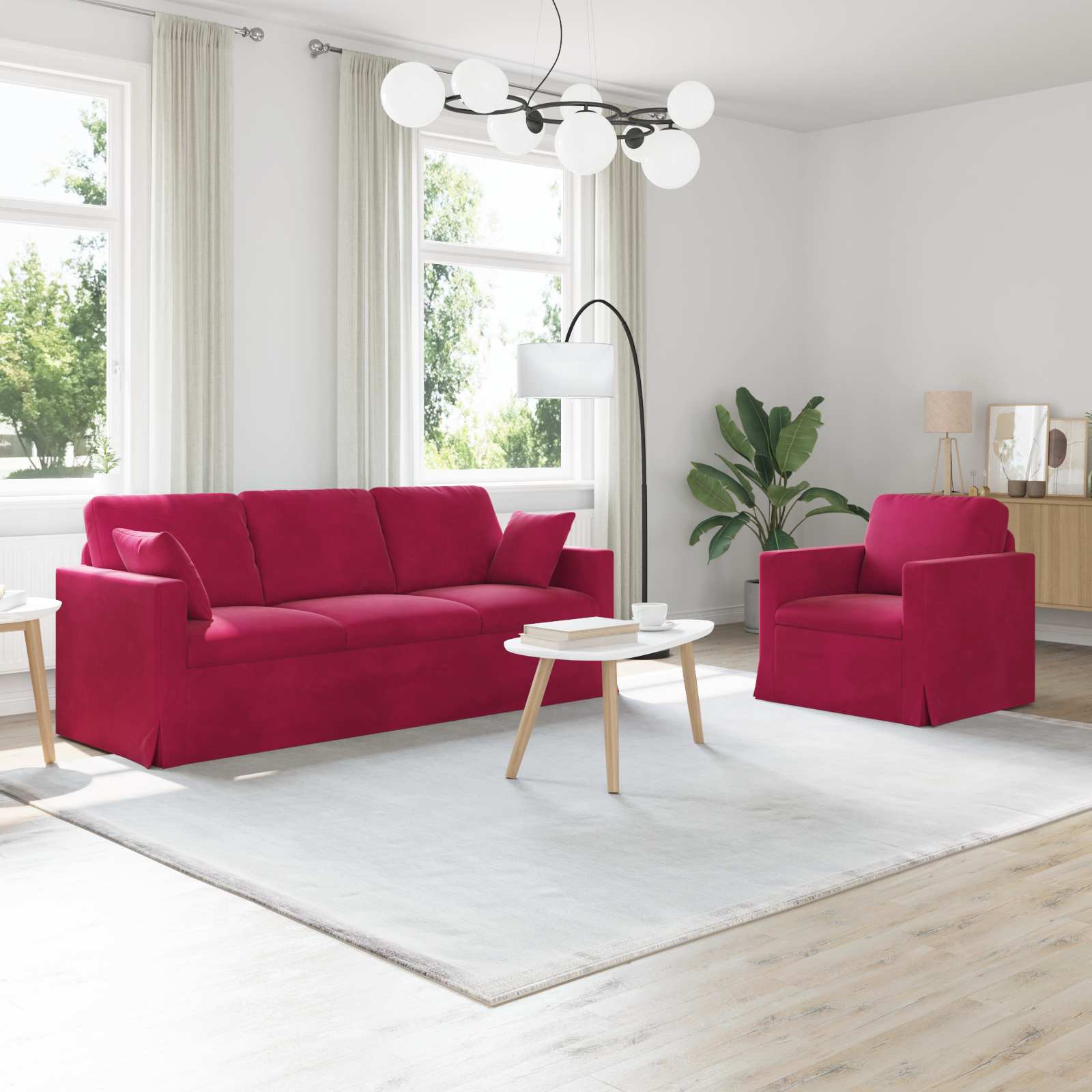 Bankstel 2 pcs Wijnrood 198 x 78 x 80 cm Fluweel