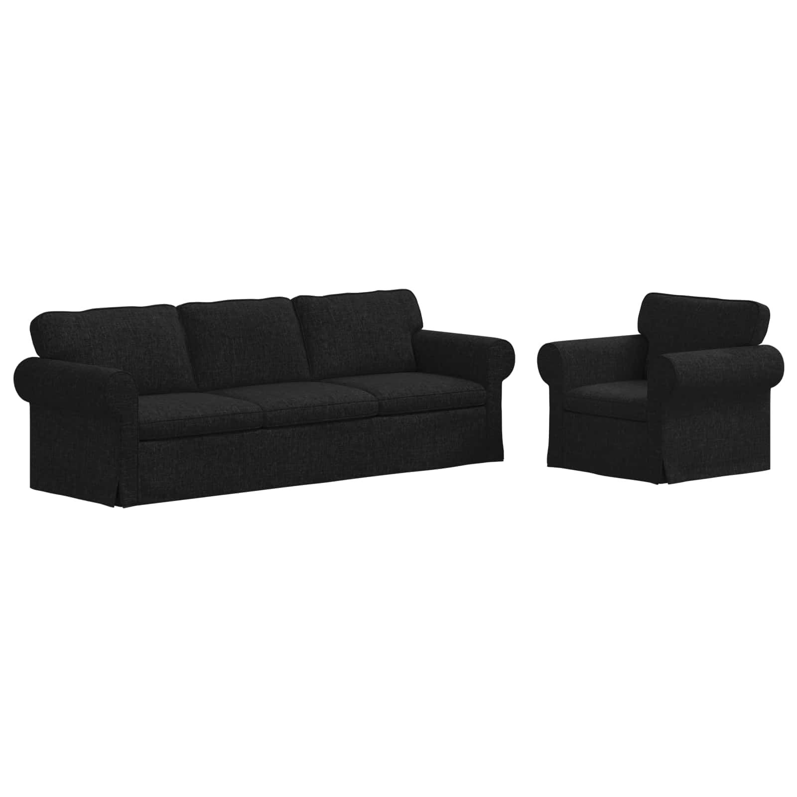 Bankstel 2 pcs Zwart 245 x 82 x 80 cm Stof – afbeelding 2