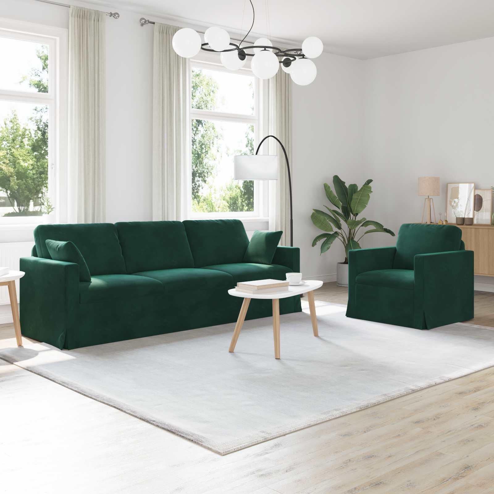 Bankstel 2 pcs Donkergroen 228 x 78 x 80 cm Fluweel