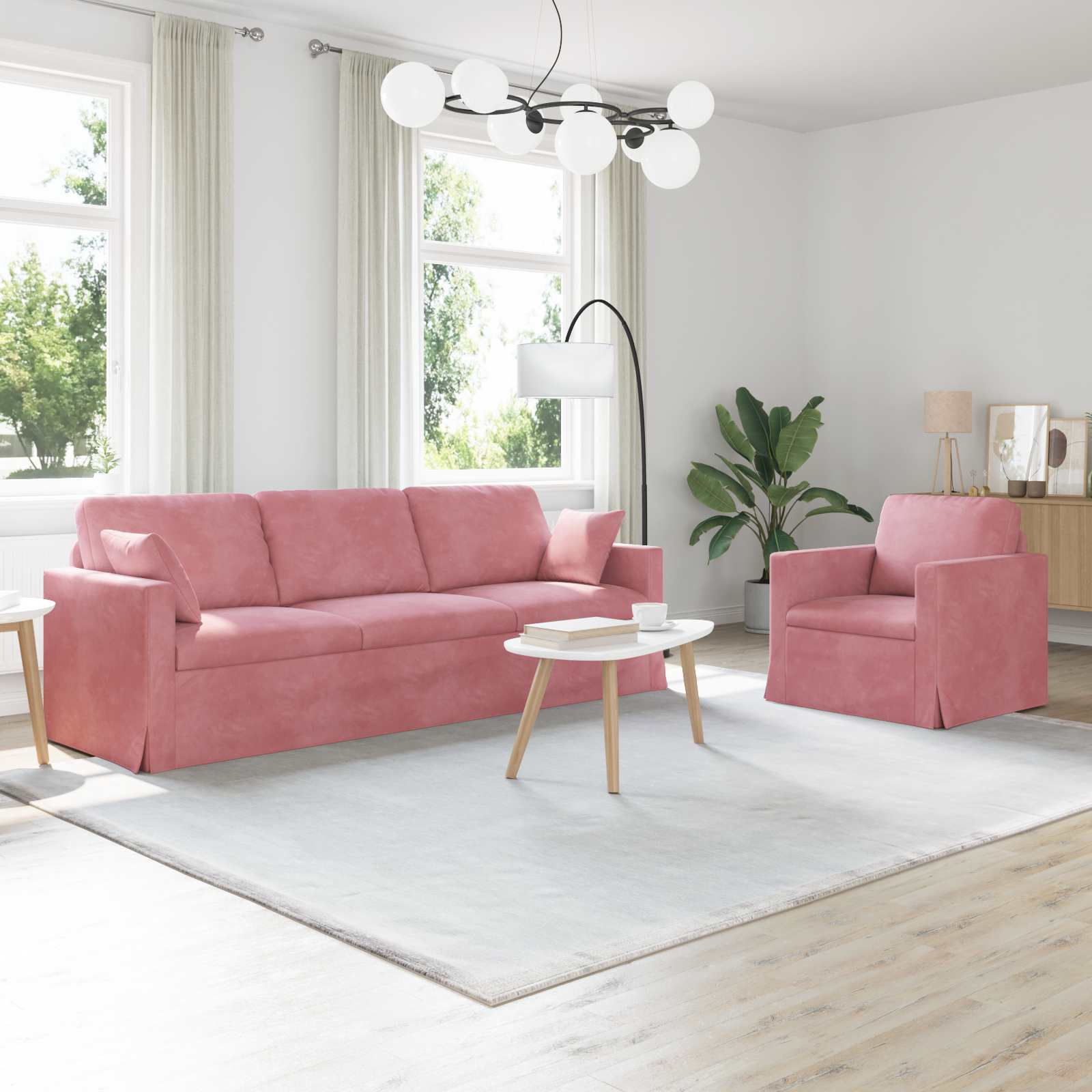Bankstel 2 pcs Roze 228 x 78 x 80 cm Fluweel