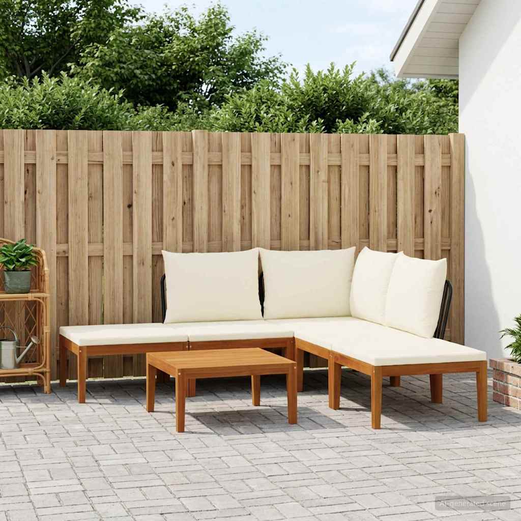 6 pcs Massief acaciahout & touw Naturel