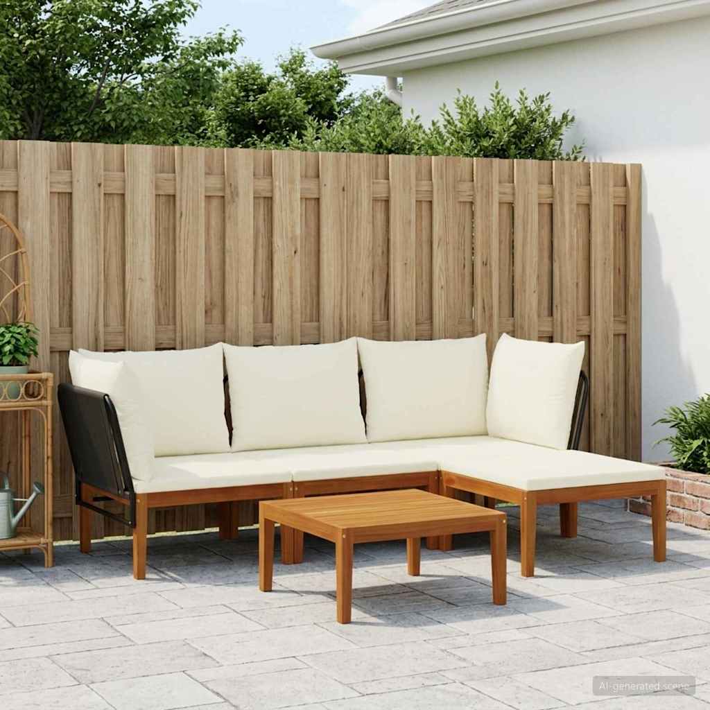 5 pcs Massief acaciahout & touw Naturel