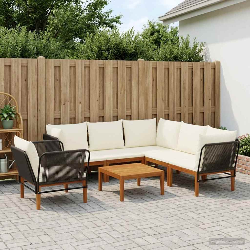 7 pcs Massief acaciahout & touw Naturel