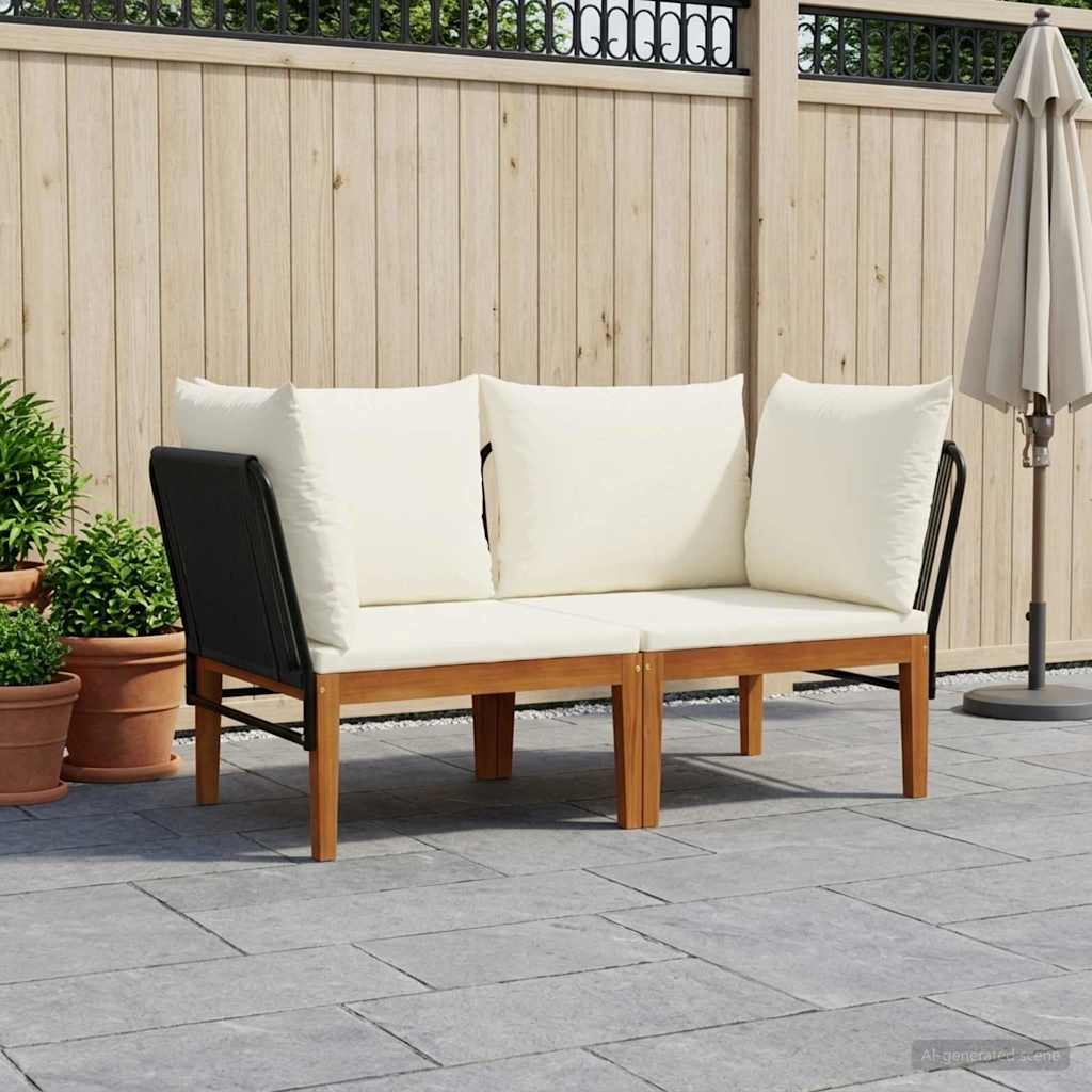 2 pcs Massief acaciahout & touw Naturel