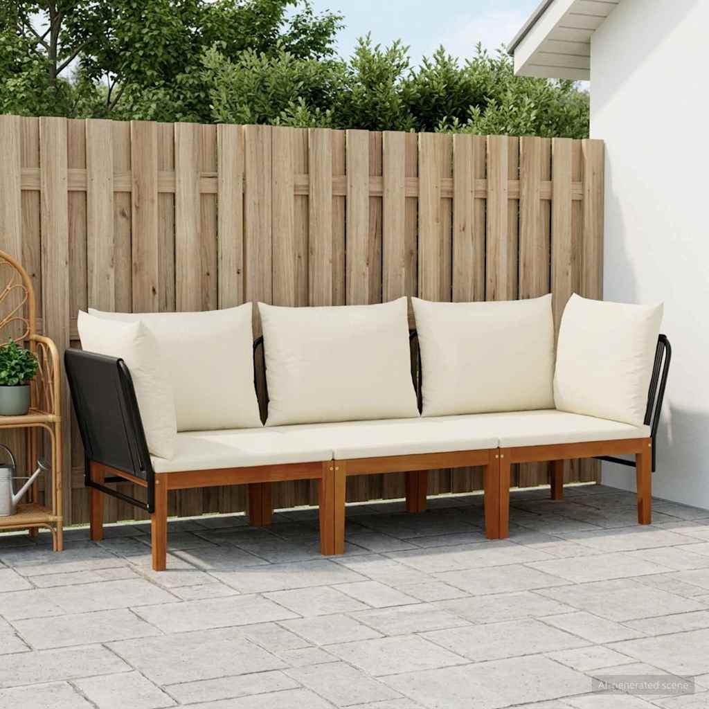 3 pcs Massief acaciahout & touw Naturel