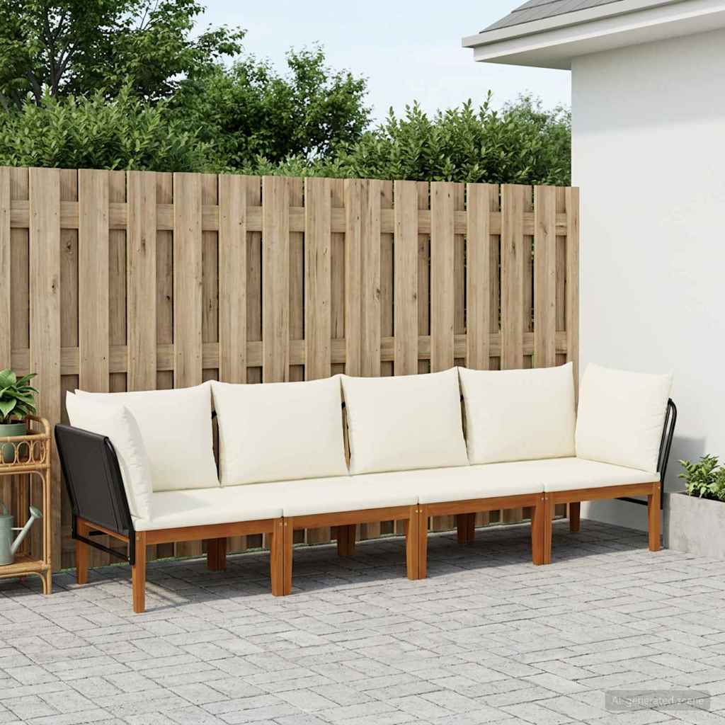 4 pcs Massief acaciahout & touw Naturel