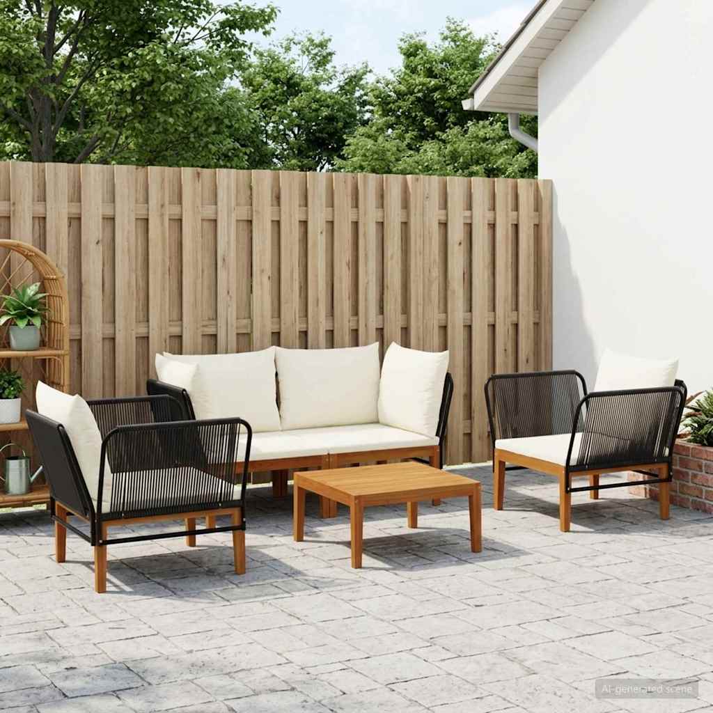 5 pcs Massief acaciahout & touw Naturel