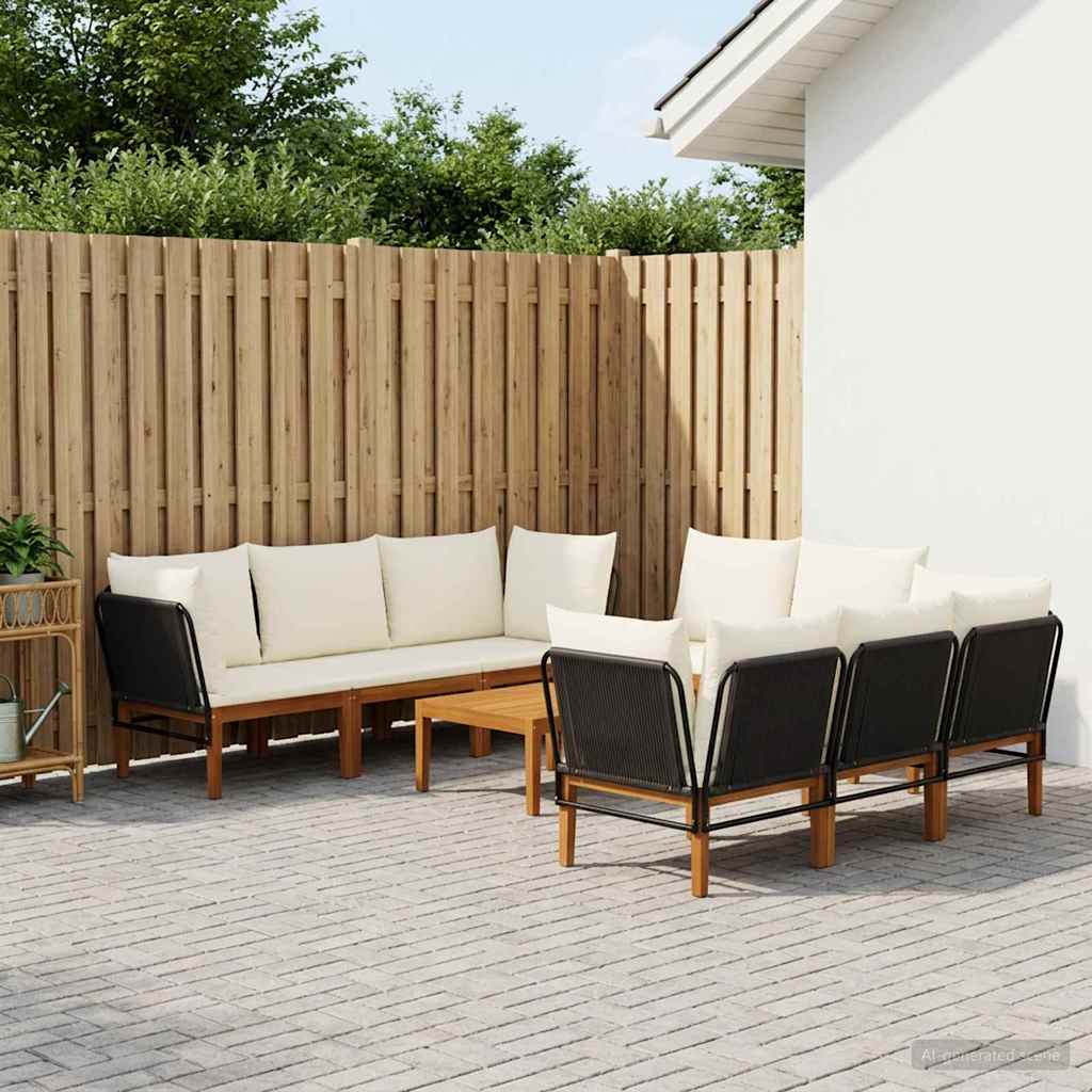9 pcs Massief acaciahout & touw Naturel