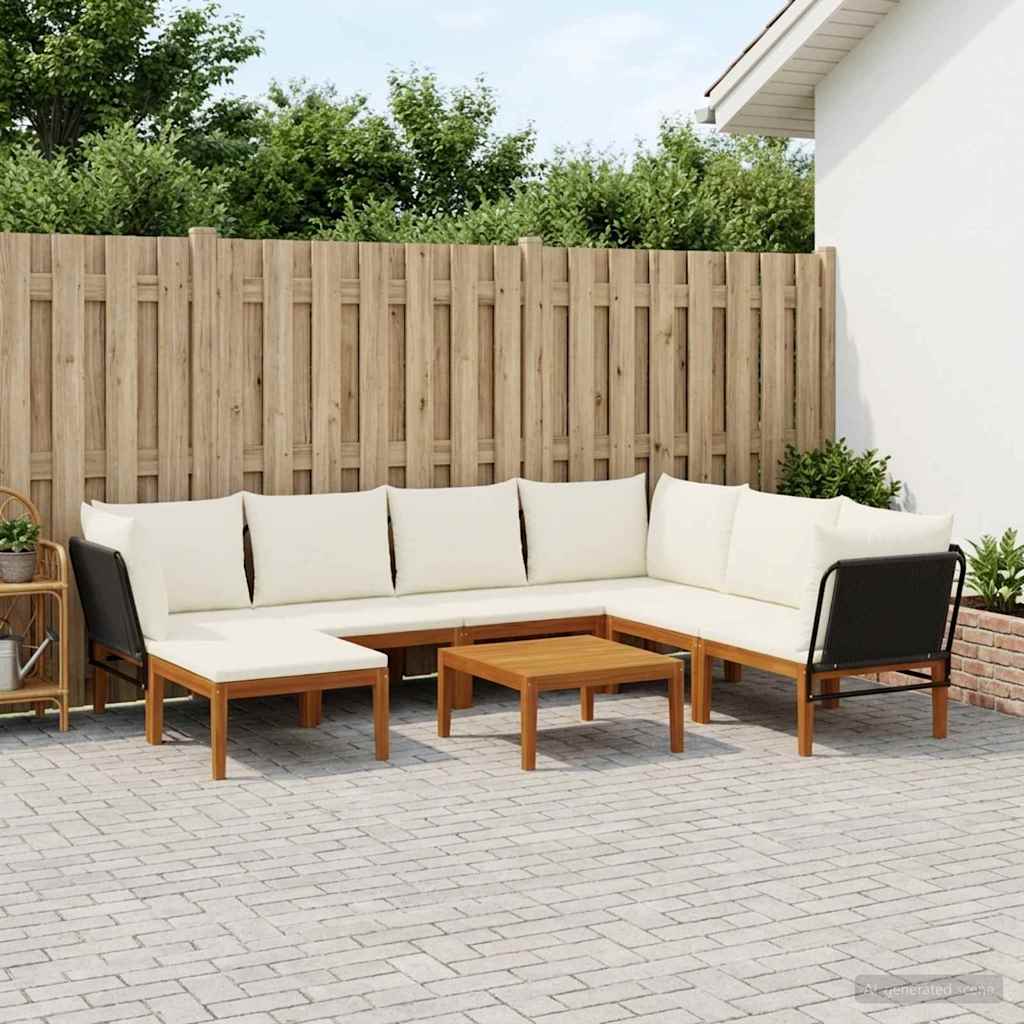 8 pcs Massief acaciahout & touw Naturel