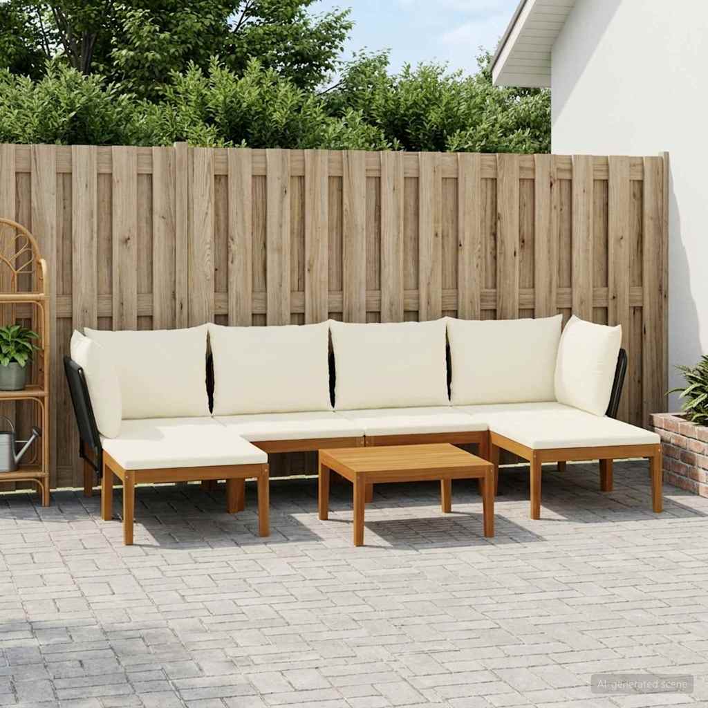 7 pcs Massief acaciahout & touw Naturel