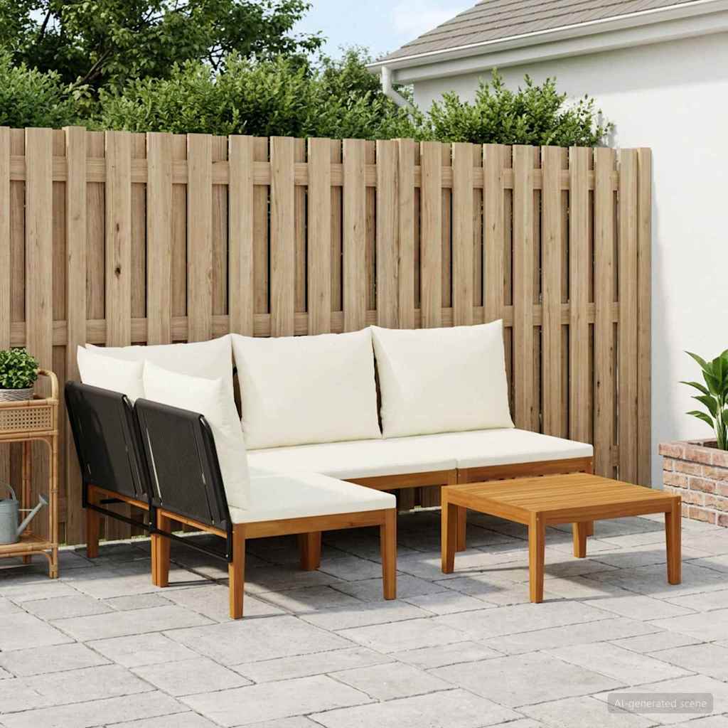 5 pcs Massief acaciahout & touw Naturel