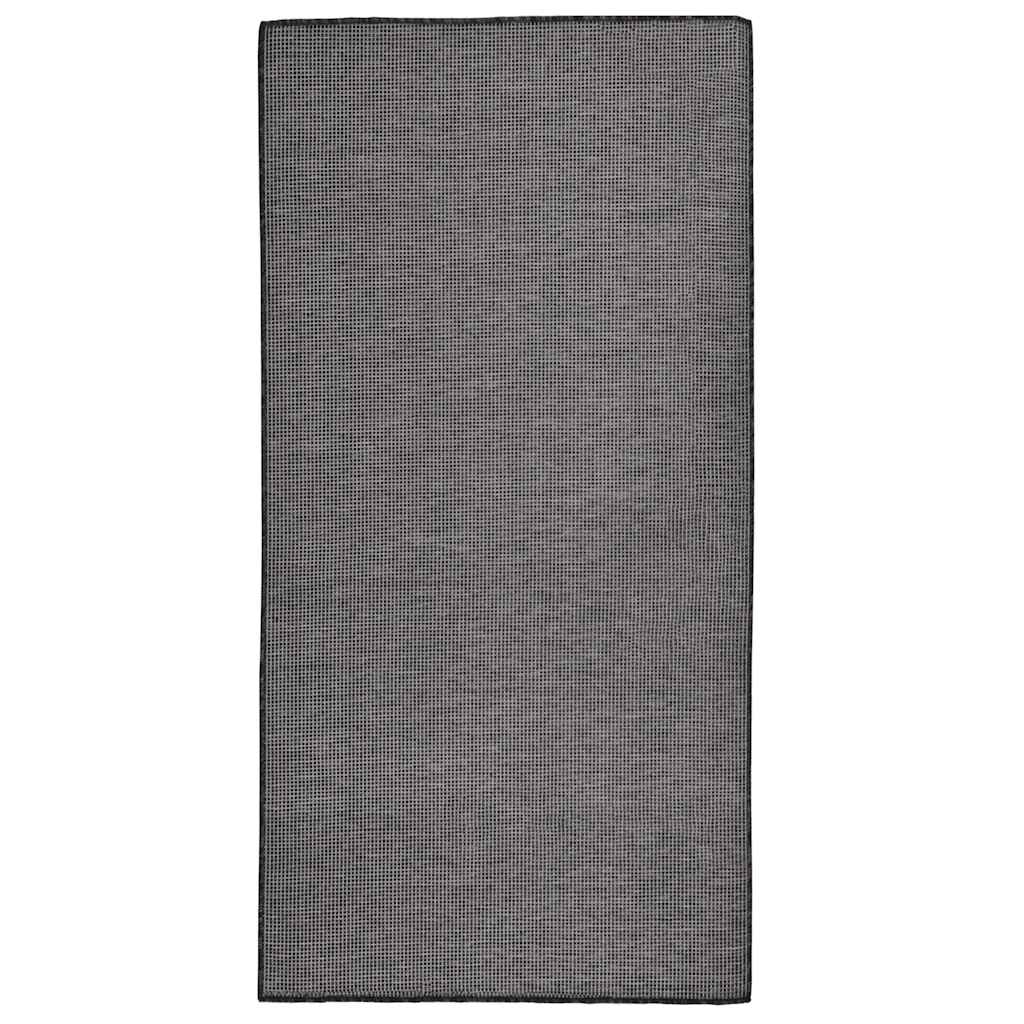 Buitenkleed platgeweven 100x200 cm grijs