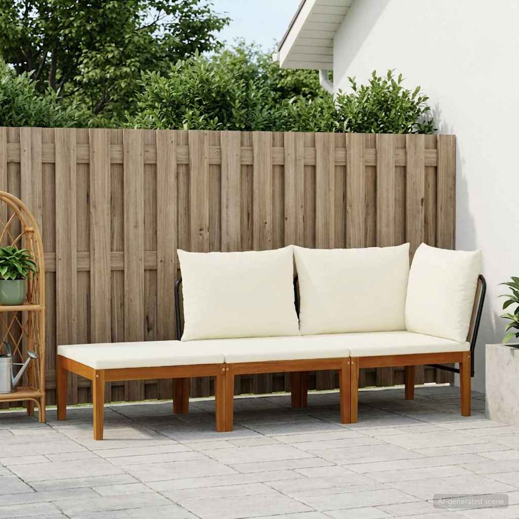 3 pcs Massief acaciahout & touw Naturel