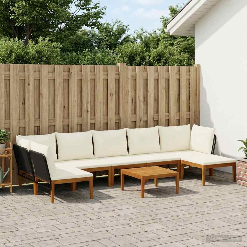 8 pcs Massief acaciahout & touw Naturel