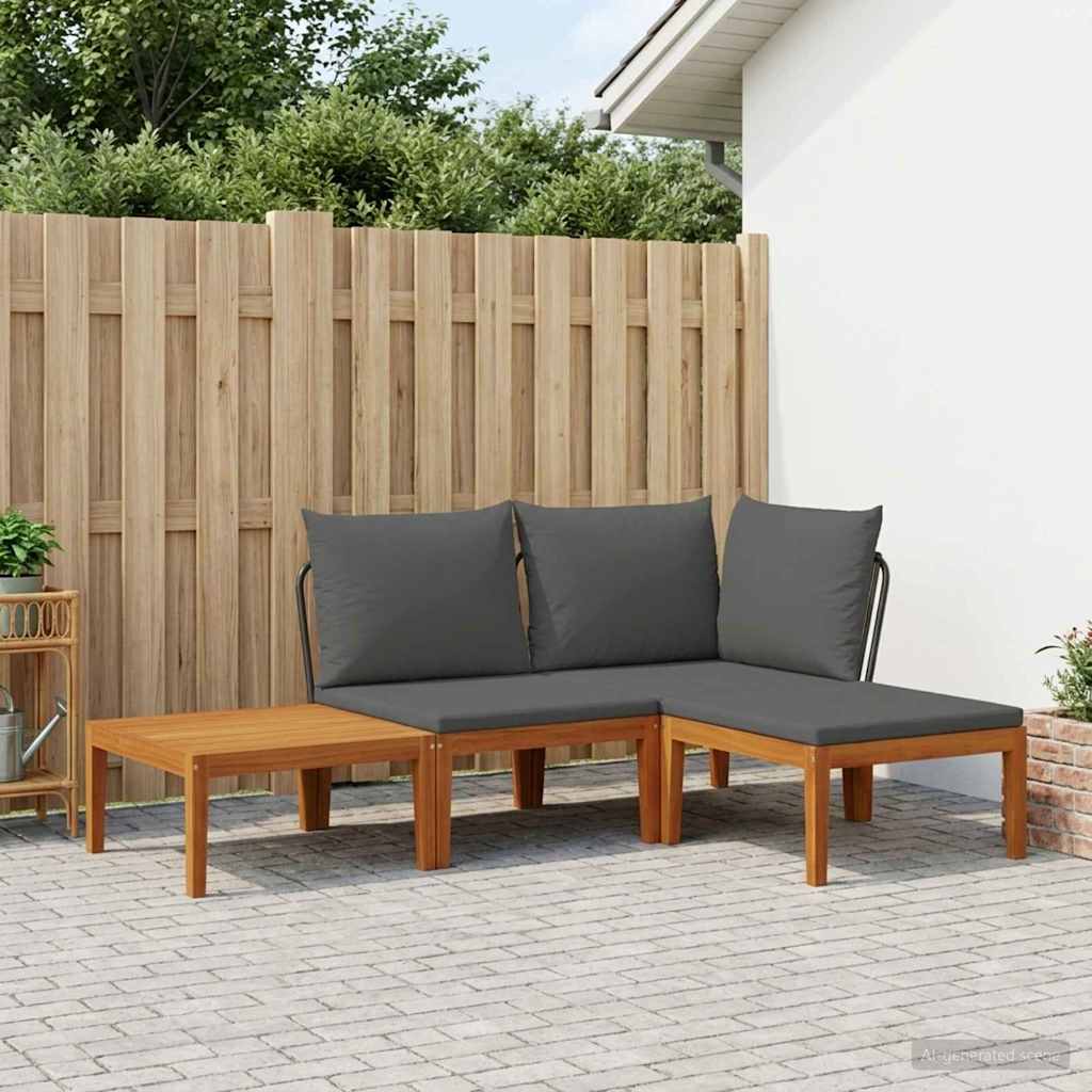 4 pcs Massief acaciahout & touw Naturel