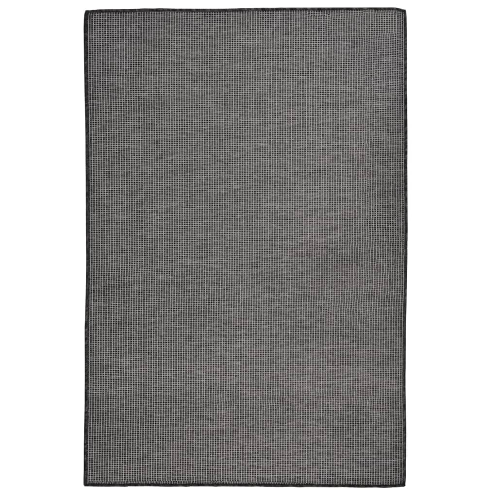 Buitenkleed platgeweven 120x170 cm grijs