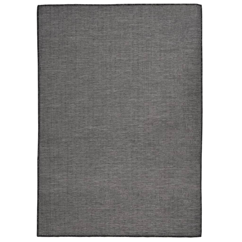 Buitenkleed platgeweven 140x200 cm grijs – afbeelding 1
