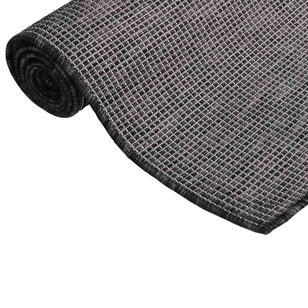 Buitenkleed platgeweven 140x200 cm grijs – afbeelding 3