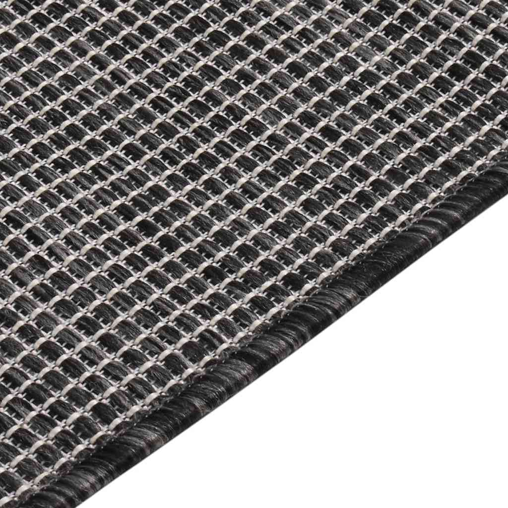 Buitenkleed platgeweven 140x200 cm grijs – afbeelding 4
