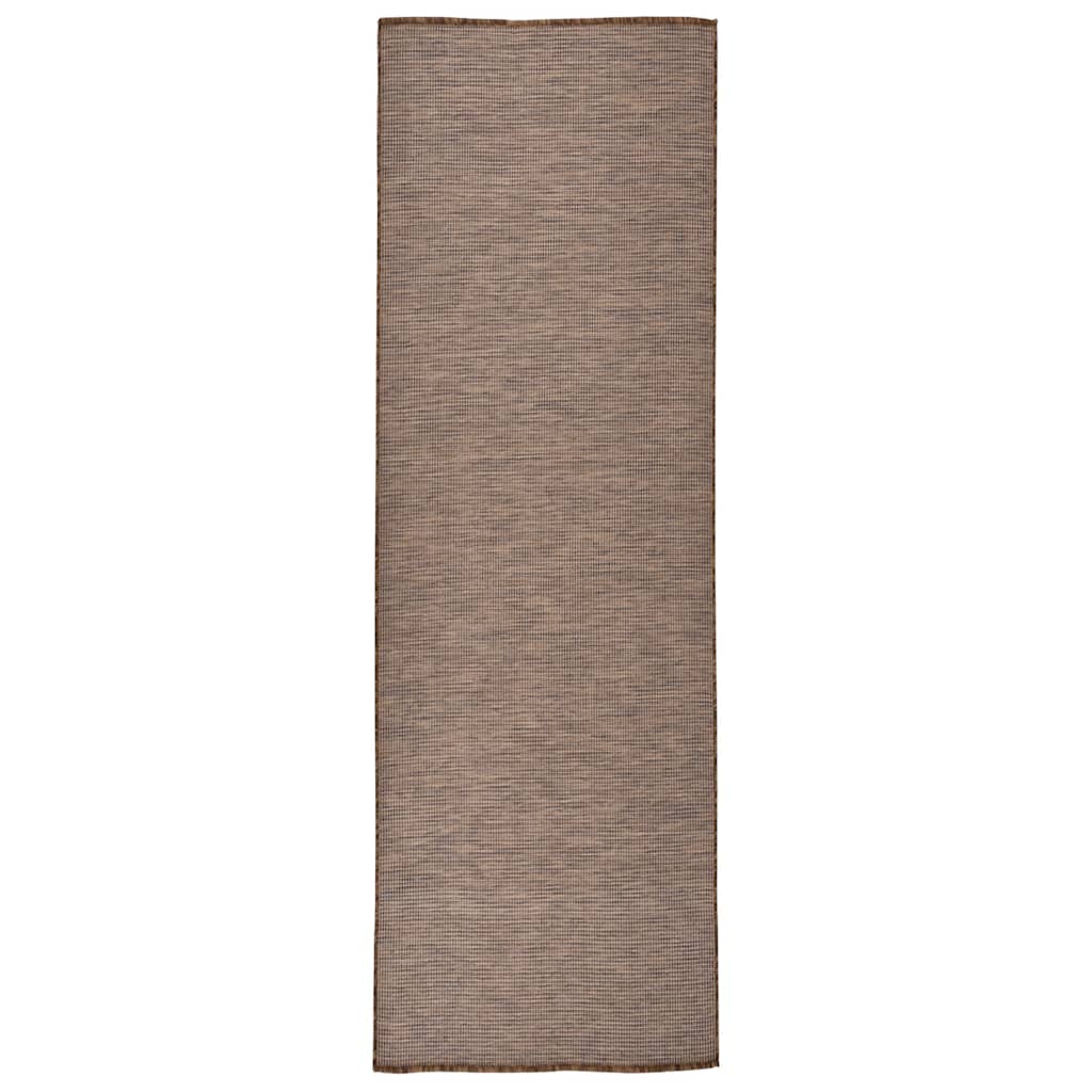Buitenkleed platgeweven 80x250 cm bruin