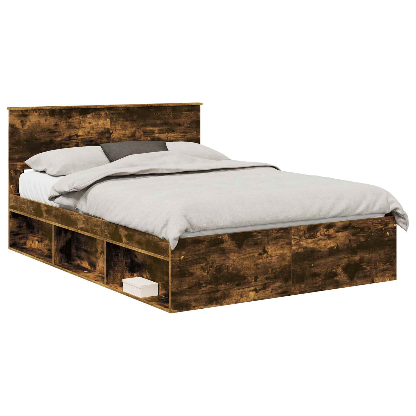 Bedframe met hoofdeinde Gerookt eiken 150 x 200 cm Bewerkt hout – afbeelding 2