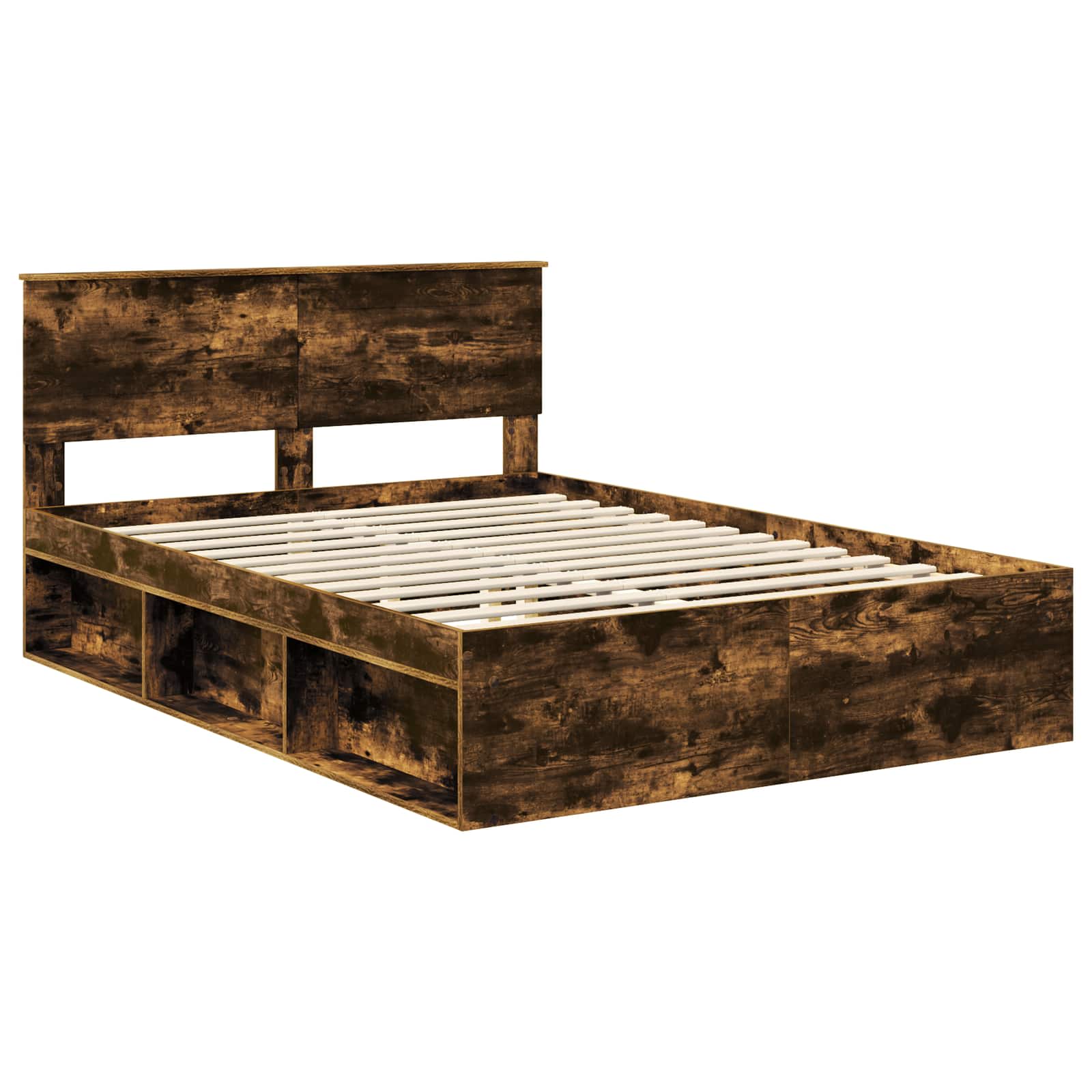 Bedframe met hoofdeinde Gerookt eiken 150 x 200 cm Bewerkt hout – afbeelding 4