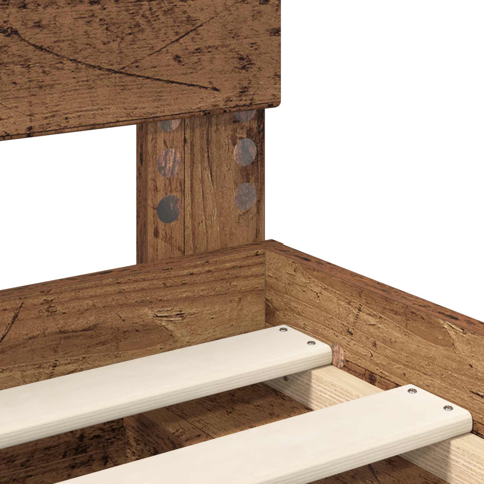 Bedframe met hoofdeinde Oudhout 140 x 200 cm Bewerkt hout – afbeelding 10