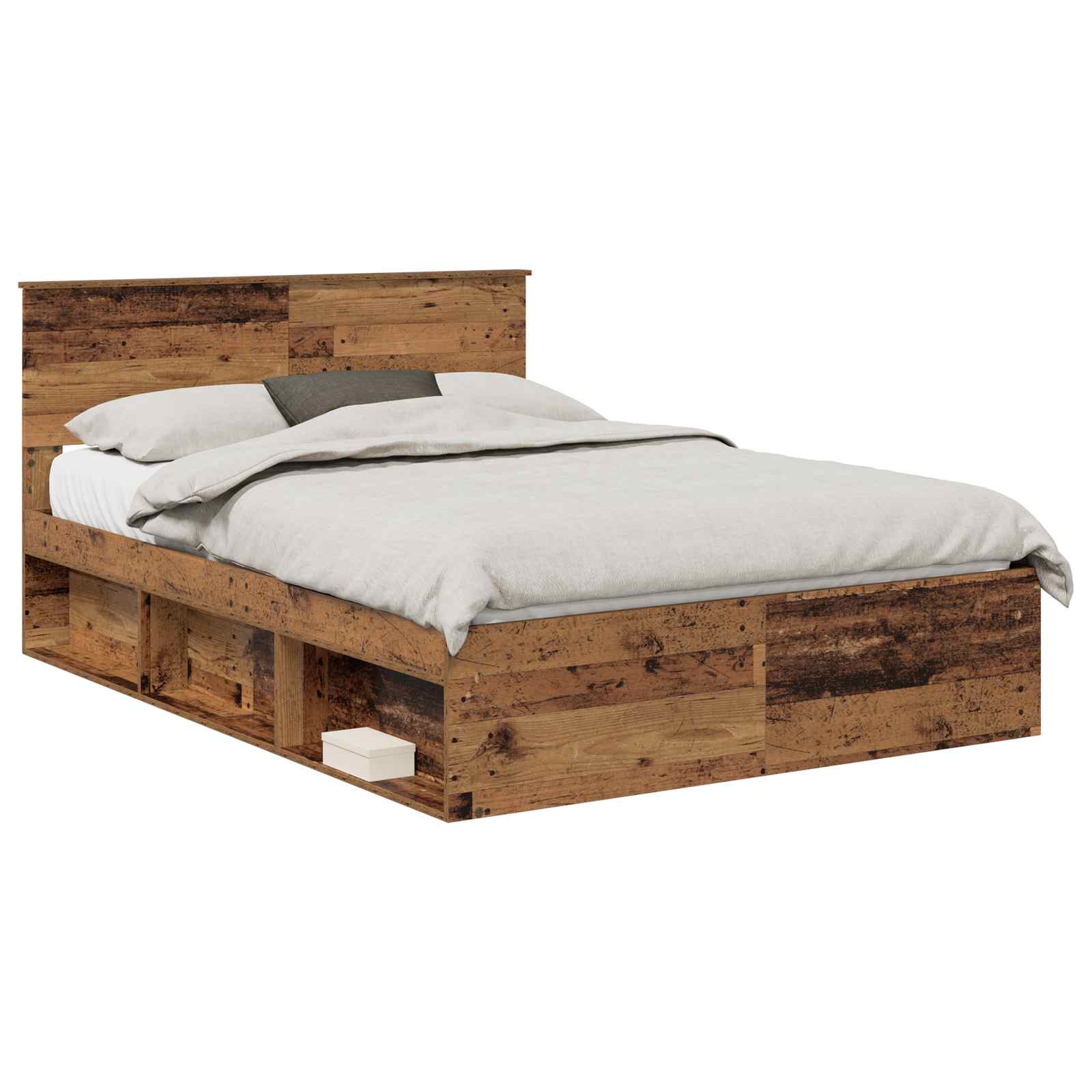 Bedframe met hoofdeinde Oudhout 140 x 200 cm Bewerkt hout – afbeelding 2