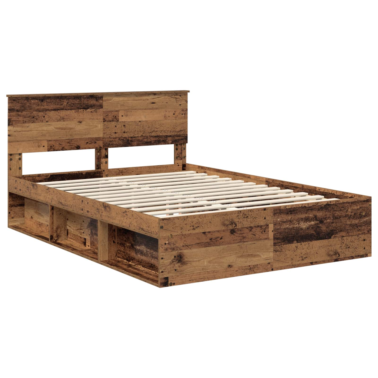Bedframe met hoofdeinde Oudhout 140 x 200 cm Bewerkt hout – afbeelding 4
