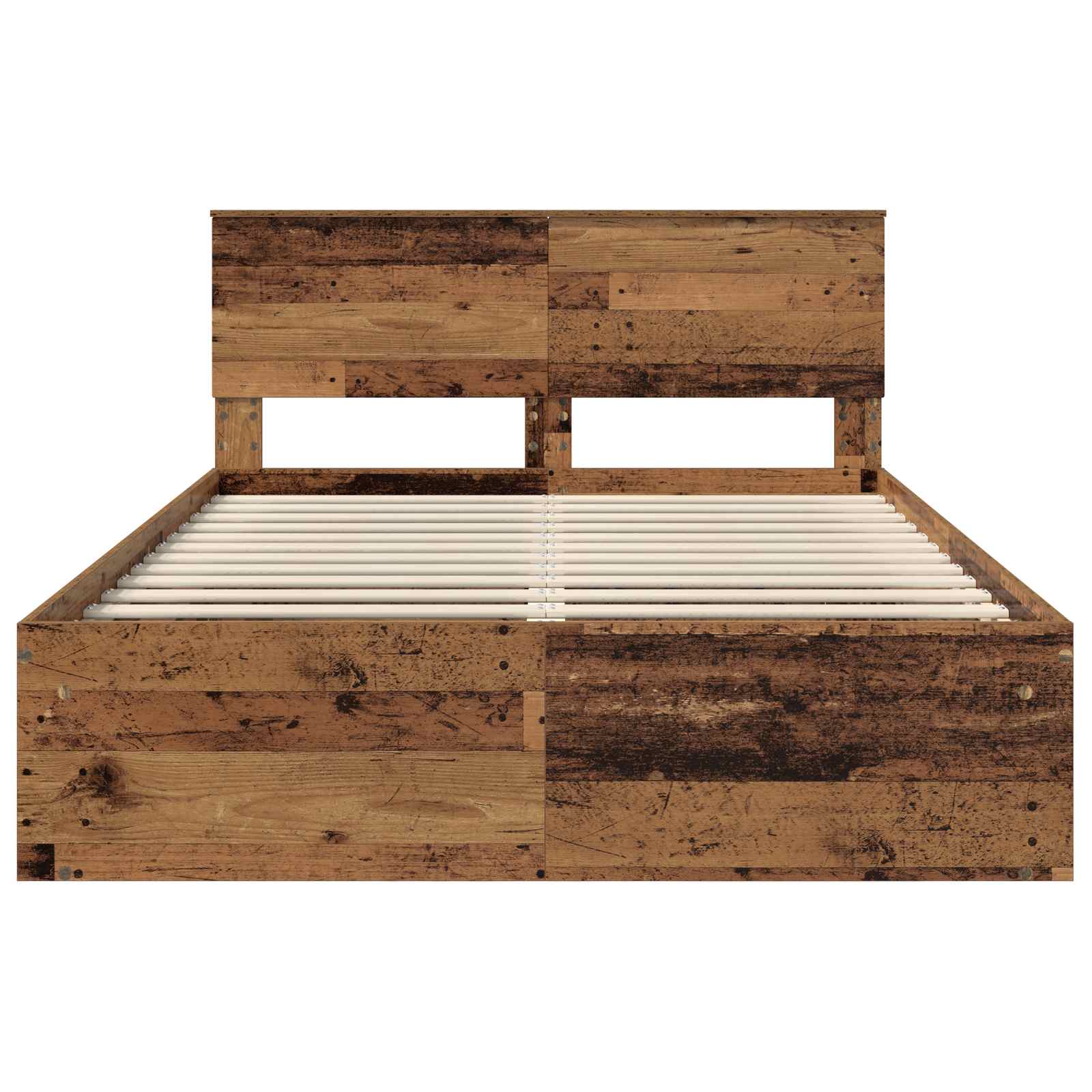 Bedframe met hoofdeinde Oudhout 140 x 200 cm Bewerkt hout – afbeelding 7