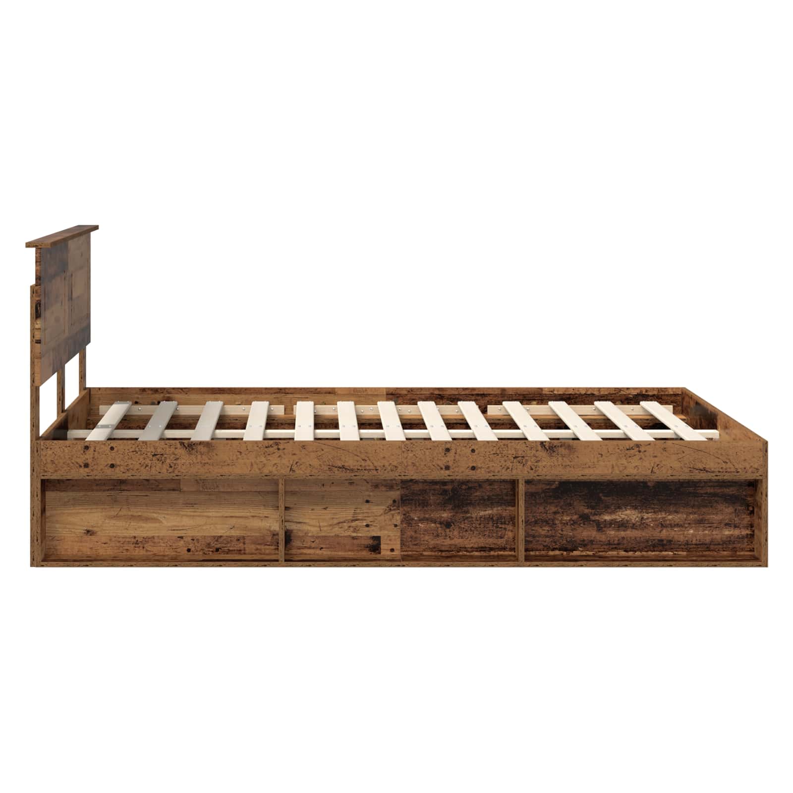 Bedframe met hoofdeinde Oudhout 140 x 200 cm Bewerkt hout – afbeelding 8