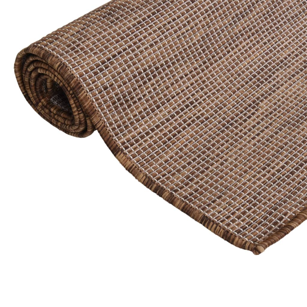 Buitenkleed platgeweven 200x280 cm bruin – afbeelding 3