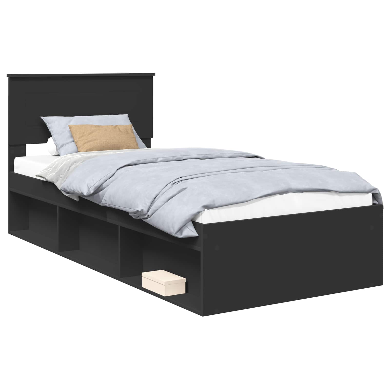 Bedframe met hoofdeinde Zwart 90 x 190 cm Bewerkt hout – afbeelding 2