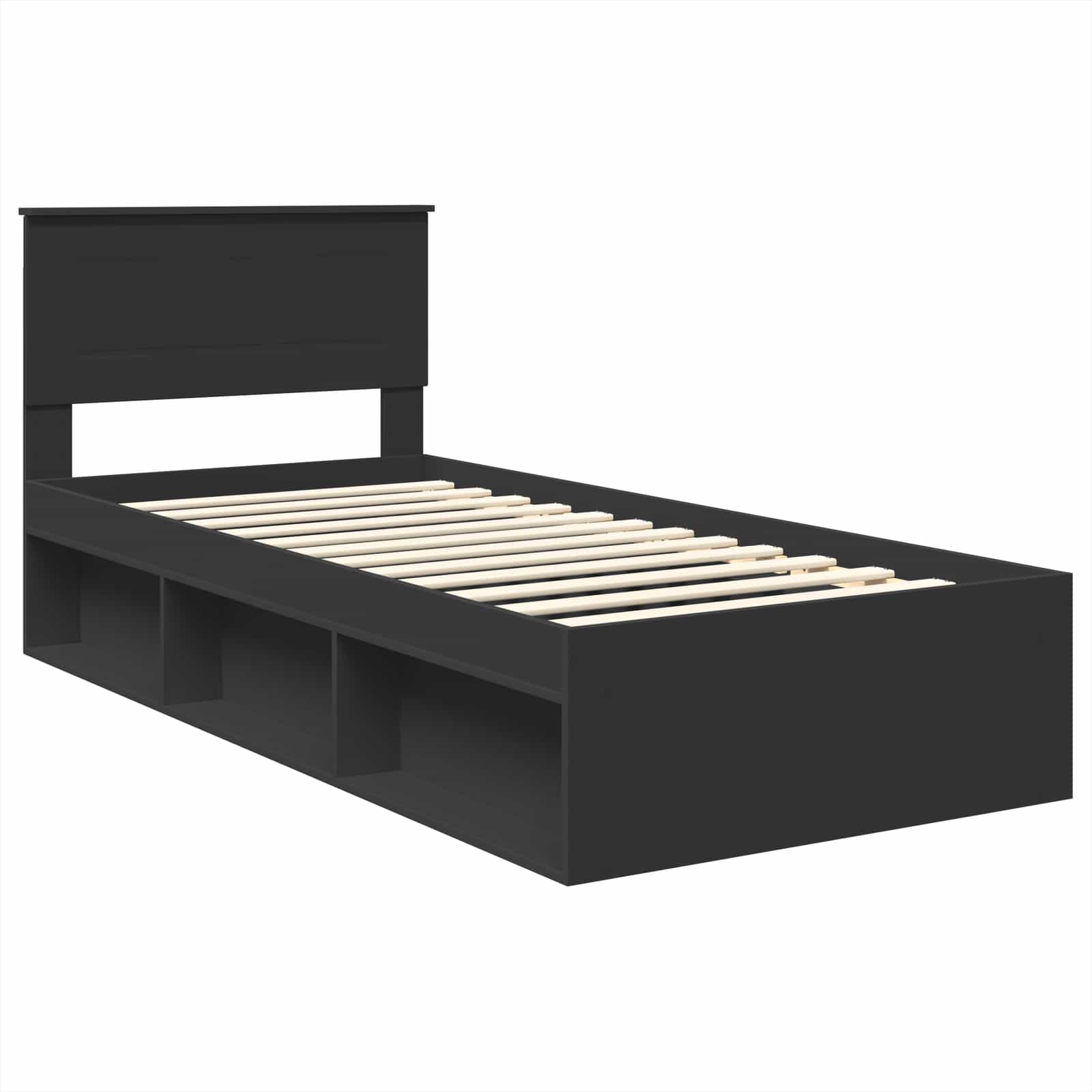 Bedframe met hoofdeinde Zwart 90 x 190 cm Bewerkt hout – afbeelding 4