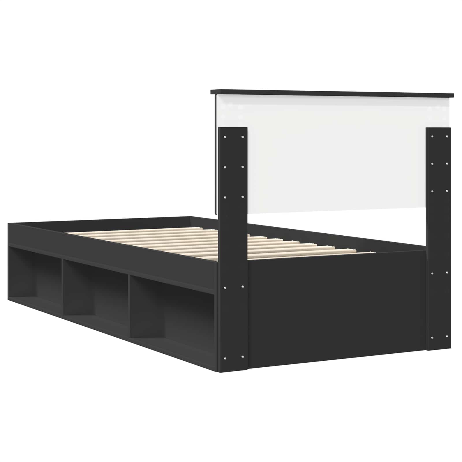 Bedframe met hoofdeinde Zwart 90 x 190 cm Bewerkt hout – afbeelding 9
