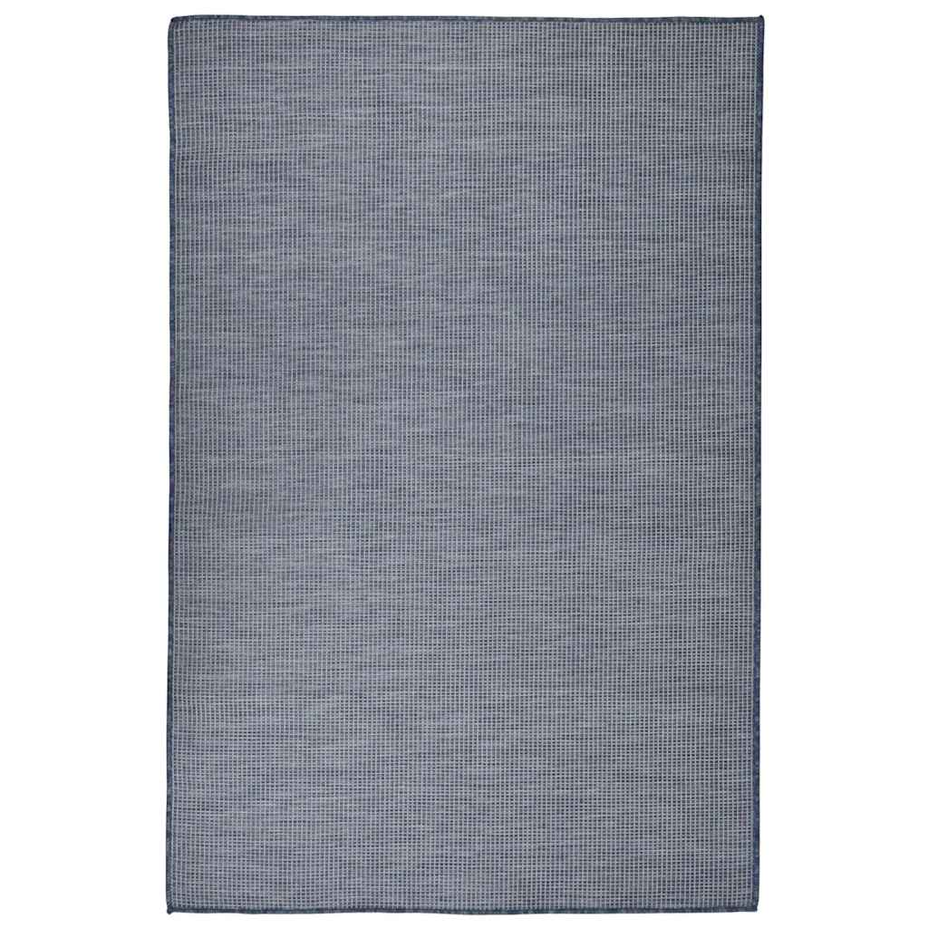 Buitenkleed platgeweven 120x170 cm blauw – afbeelding 1