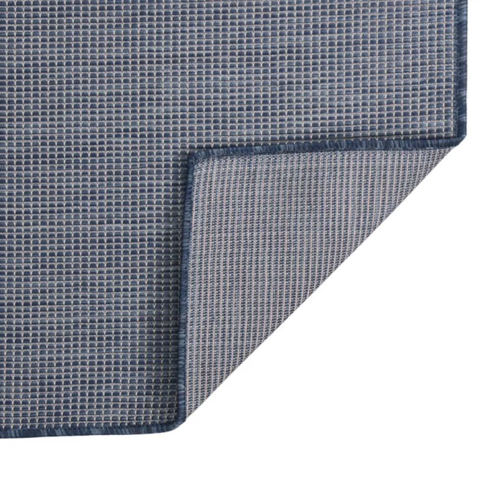 Buitenkleed platgeweven 120x170 cm blauw – afbeelding 2