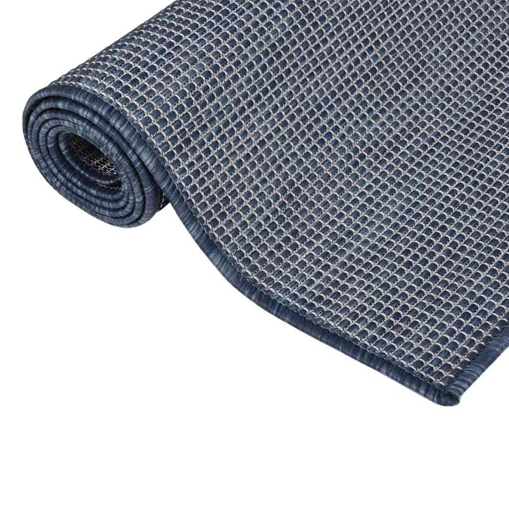 Buitenkleed platgeweven 120x170 cm blauw – afbeelding 3