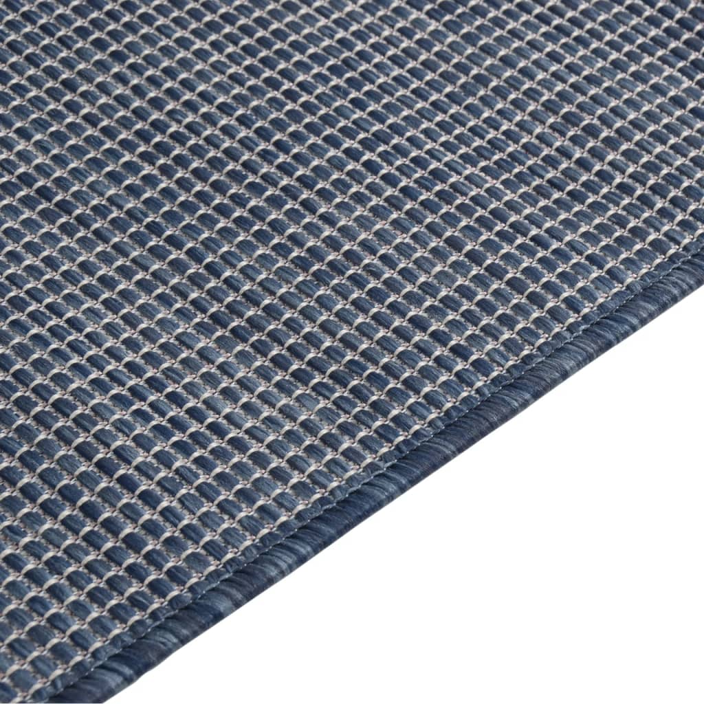 Buitenkleed platgeweven 120x170 cm blauw – afbeelding 4
